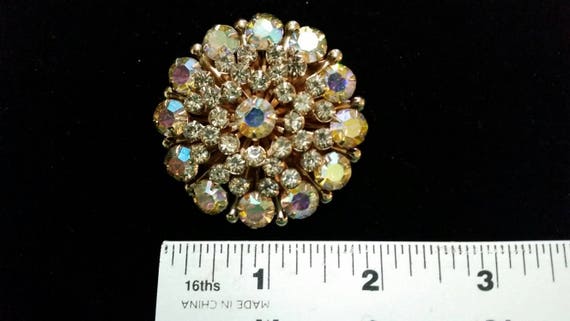 Large Aurora Crystal Cluster Brooch - vintage rhi… - image 3