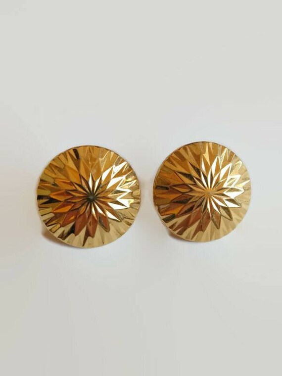 Golden Diamond Cut Earrings - vintage starburst p… - image 1