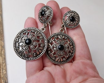 Large Clip Earrings - vintage dangle