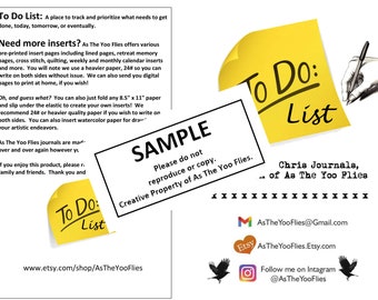 To Do List Inserts - Digital Download - Inserts for Journal - Handmade Journal Inserts