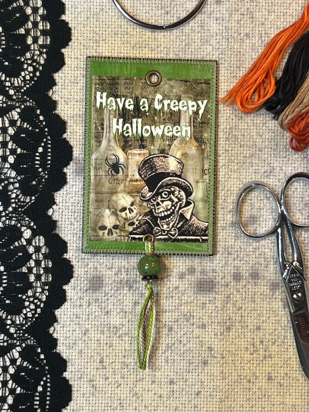 Creepy Halloween Floss Bling, Thread Jewelry, Mini Art Quilts for Your ...