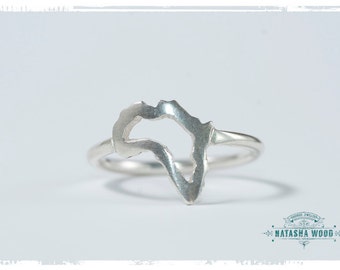 Sterling silver Africa outline Ring
