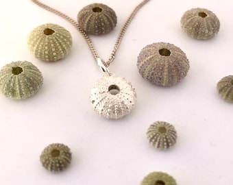 small silver sea urchin necklace