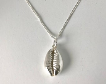 Bali Cowry shell necklace in sterling silver