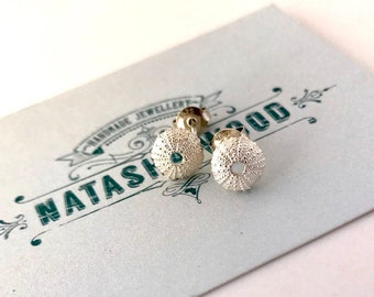 Sea urchin shell stud earrings