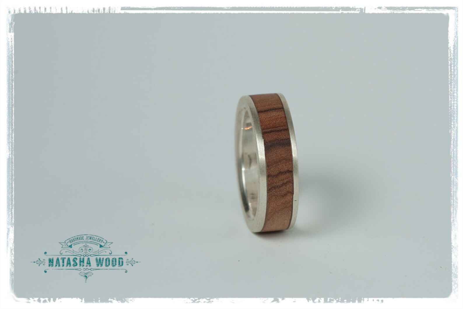 Olive Wood and Sterling Silver Mans Ring Etsy