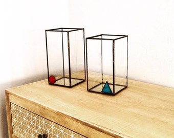 Flower Vase - Retro-Minimal [custom design] Stained glass transparent decorative vase,handmade home decor.