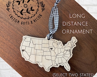 Long distance wooden ornament, Pick your states