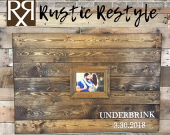 Last name wooden wedding guestbook Alternative sign,  photo frame guestbook sign, Custom personalized 24x36