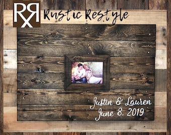 Custom Guest book, Wood pallet wedding sign, wood wedding decor, Framed Photo guest book, signs, stained wood sign, wooden signage 20X30