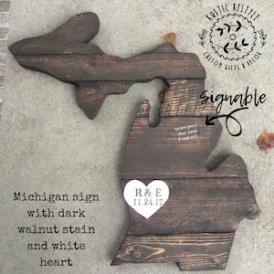 Captura la belleza de Michigan, letrero de boda de palé de estado personalizado o regalo de aniversario de arte de pared personalizado