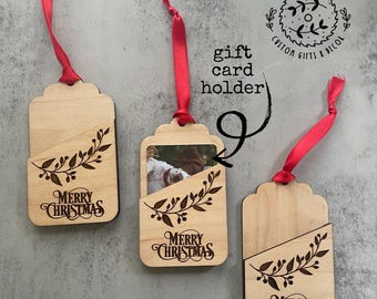 Wooden "Merry Christmas" ornament gift card holder, decoration gift