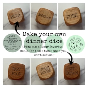 Design your own Dinner Dice, lunch dice, restaurant dice, craft, activity, and study dice