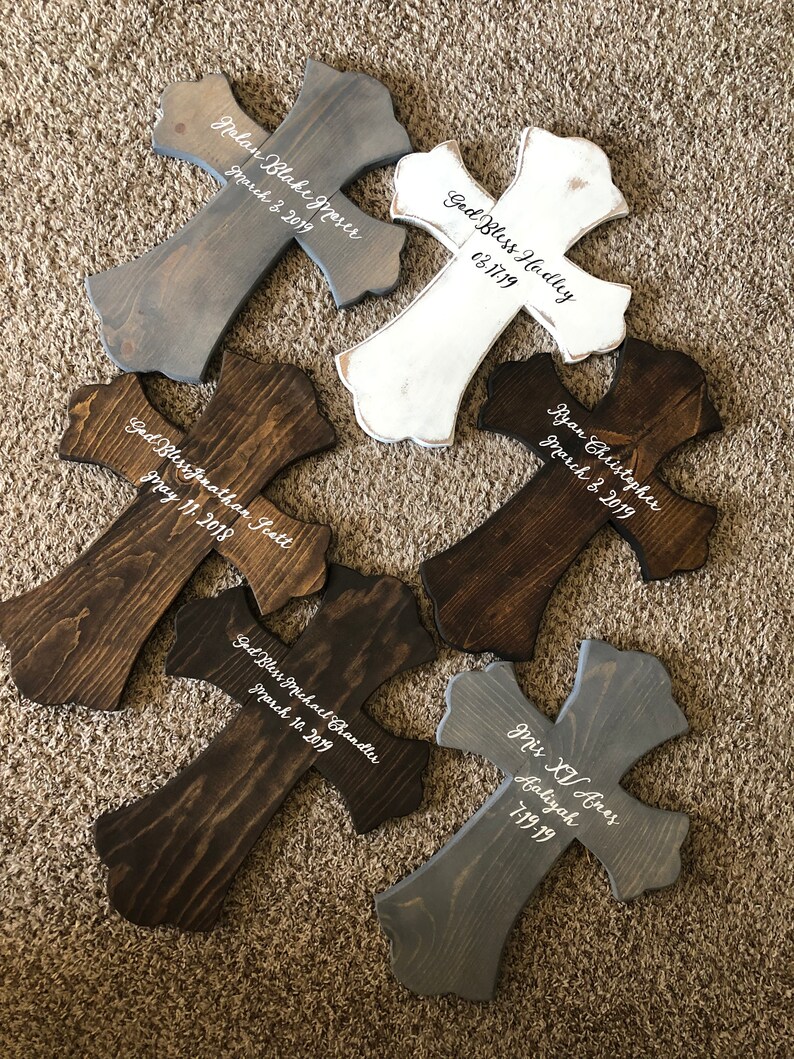 Wood Cross Christening Baptism Guest Book Sign New Parent Etsy