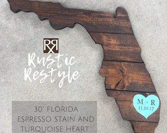 Florida wood cut out, Wood Florida, States Guest book, heart florida, personalized sign, custom wall art, the sunshine state, wedding sign