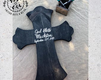 Wooden Cross Guestbook: Baptism and Confirmation Keepsake