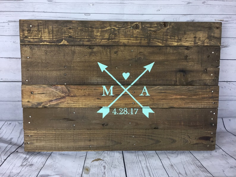 for wedding planner Wedding arrow sign wood crossed arrows reclaimed Pallet alternative guest book wood Arrow sign wall art barnwood