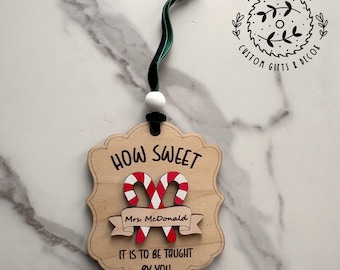 Adorno de bastón de caramelo para profesor, regalo personalizado para profesores