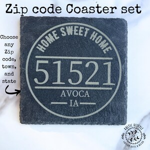 Personalized Zip Code Coasters: Slate Set of 4 for Home