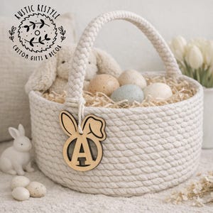 Initial Bunny Letter Basket tags, Monogram ornaments or Easter Basket tags
