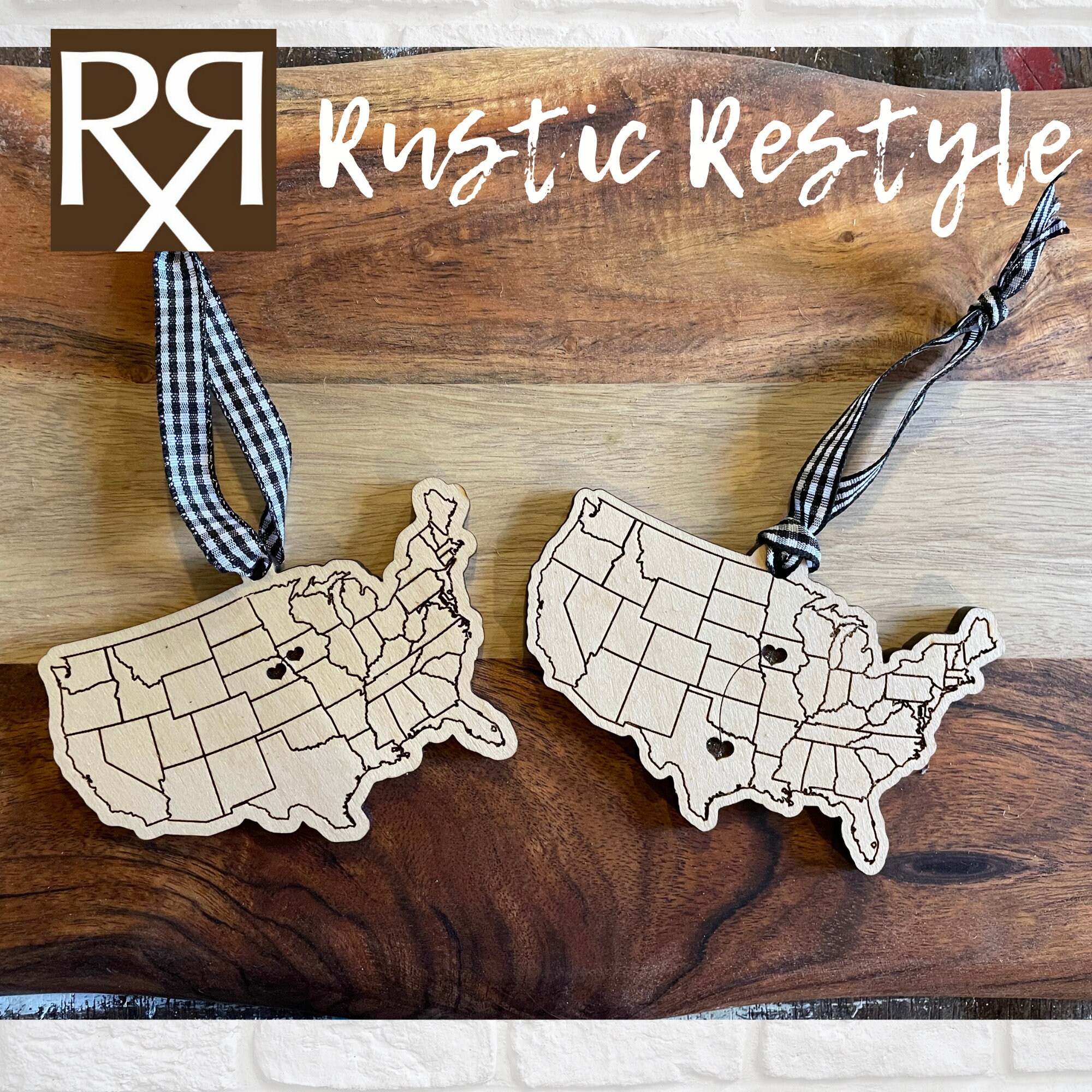 Long distance wooden ornament, Pick your states