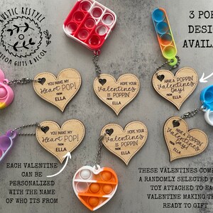 Pop-its Valentines para sala de aula, presente personalizado de madeira para o Dia dos Namorados
