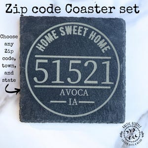 Personalized Zip Code Coasters: Slate Set of 4 for Home