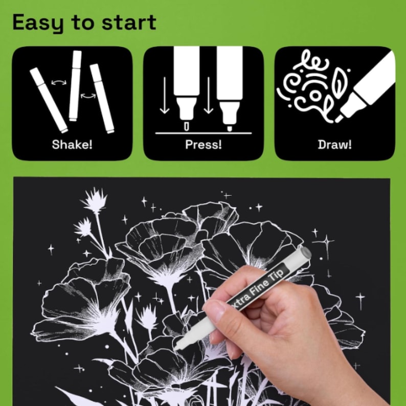 Paint Markers, Acrylic Paint Pens for Guestbook signing, white, black, silver, gold image 4