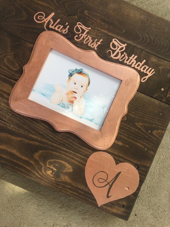 First Birthday Guest Book 1st Birthday Party Birthday Frame Etsy