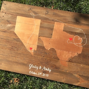 2 Mapa de bodas del estado, Libro de visitas Signo alternativo, Libro de visitas, Mapa personalizado Libro de visitas, Letrero de boda rústico, Arte de mapa, Regalo de aniversario