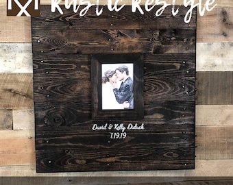 Guestbook Alternative, personalized wedding sign, pallet wall art, wedding photo frame, initials sign, 24x24