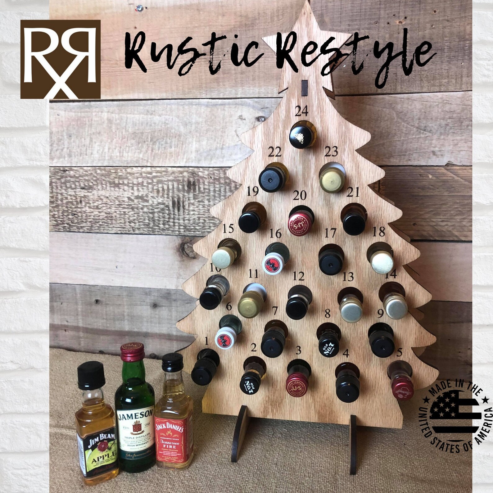Mini Liquor Bottle Christmas Tree Alcohol Advent Calendar Etsy