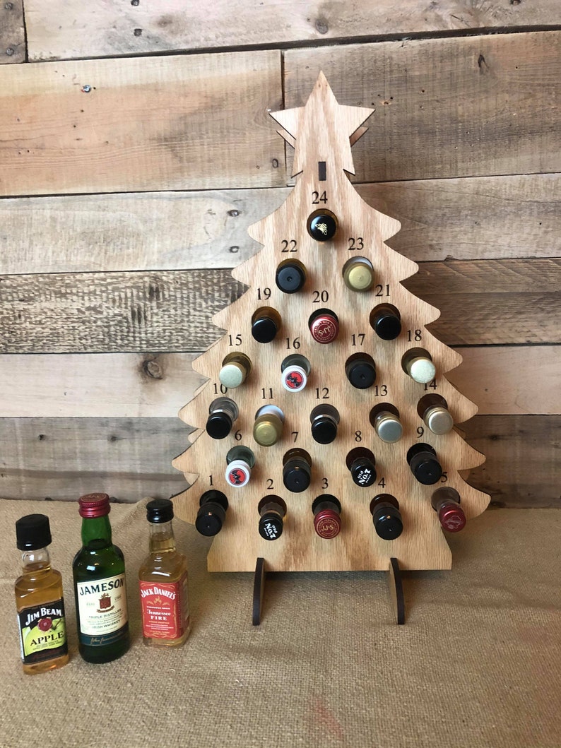 Mini Liquor Bottle Christmas Tree Alcohol Advent Calendar Etsy