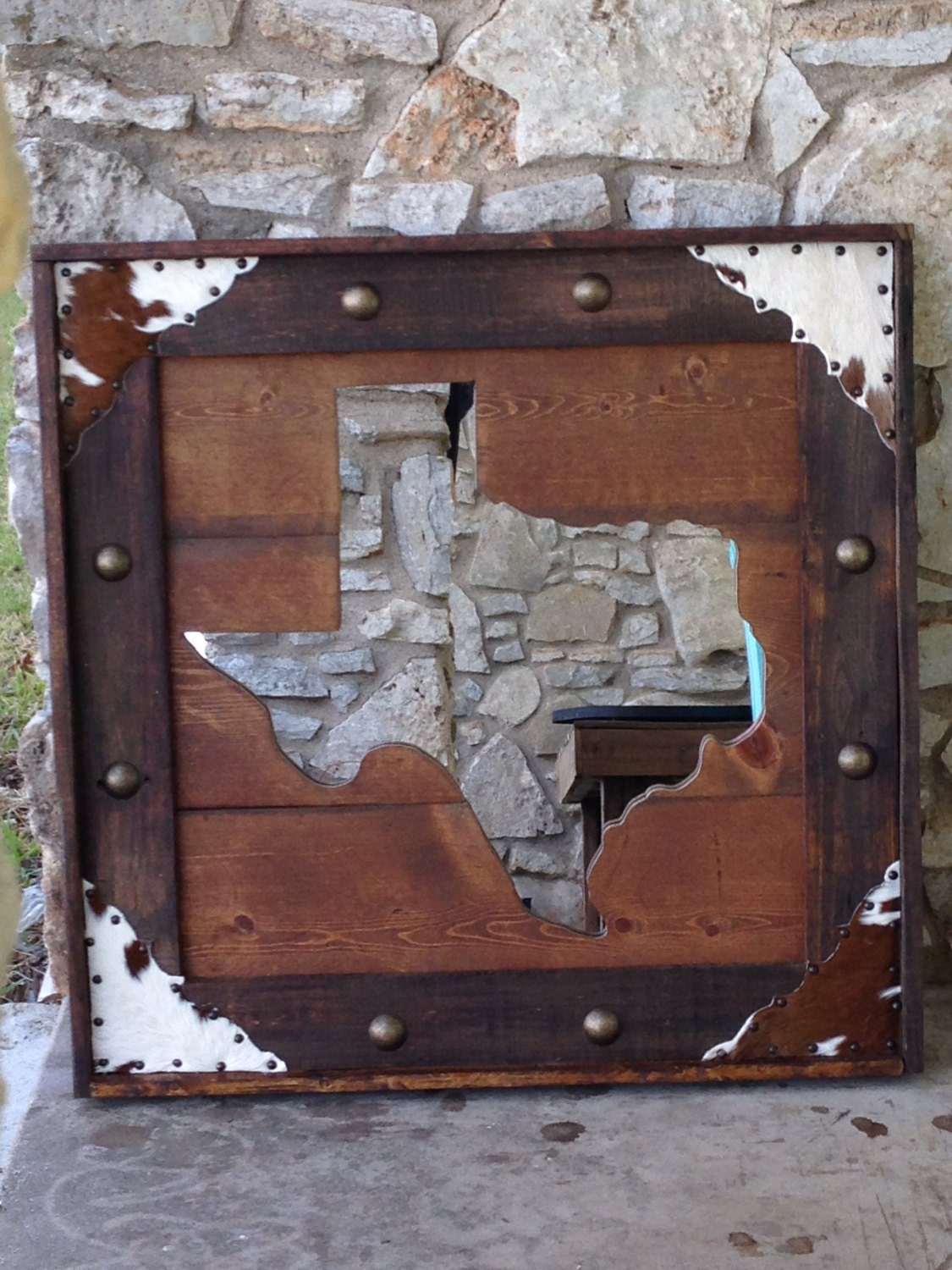 Western mirror Texas mirror home decor Cowhide rustic Etsy