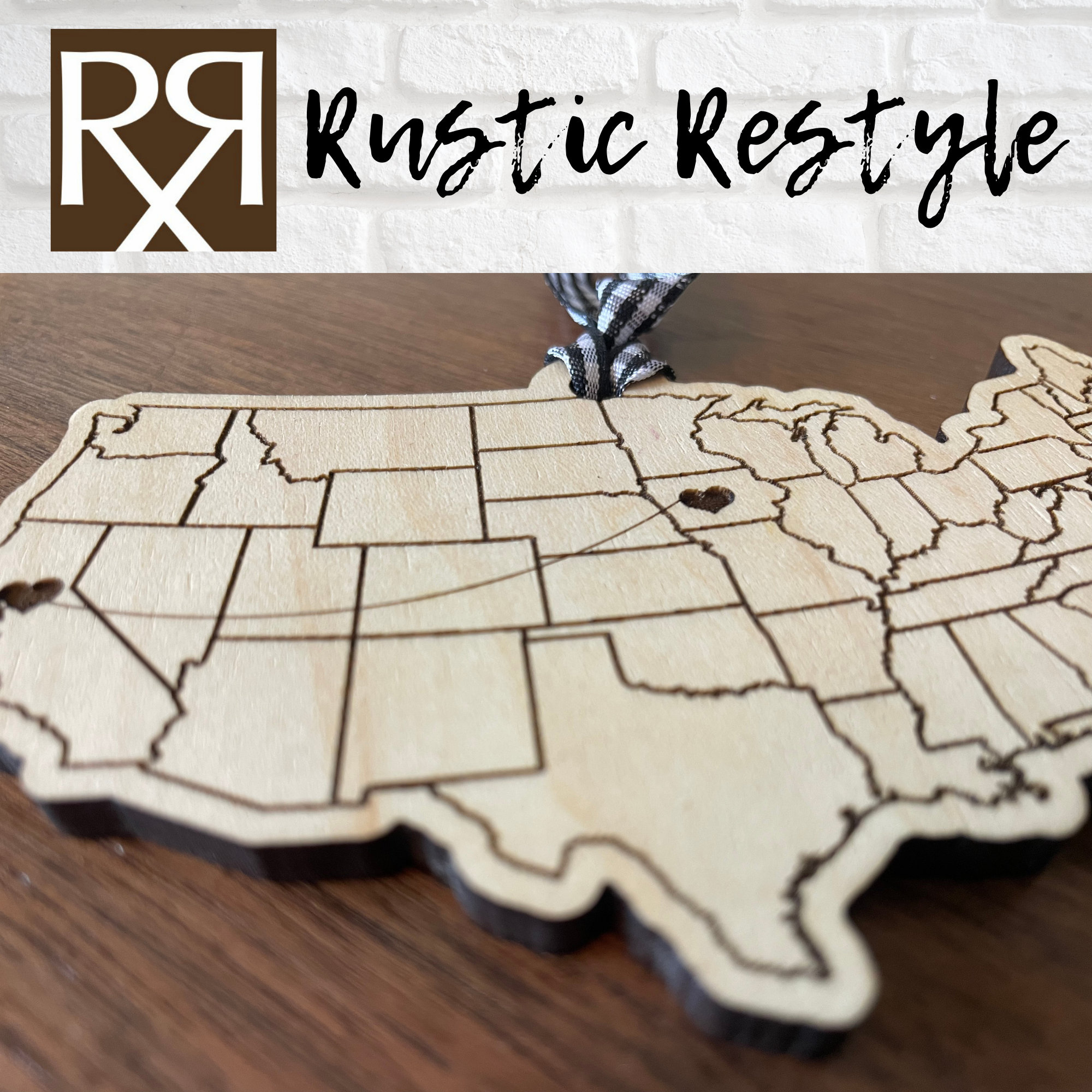 Long distance wooden ornament, Pick your states