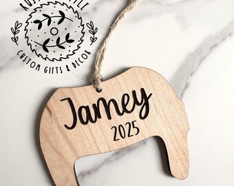 Personalized Baby Helmet Ornament: Engraved Name and Year