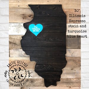 Recorte de madera de Illinois, mapa de pared de Illinois, signo estatal, corte de estado de madera, arte de pared estatal, libro de invitados de boda, alternativa de madera de Illinois
