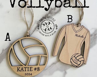 Volleyball Ornament, Personalized wood volleyball ornament
