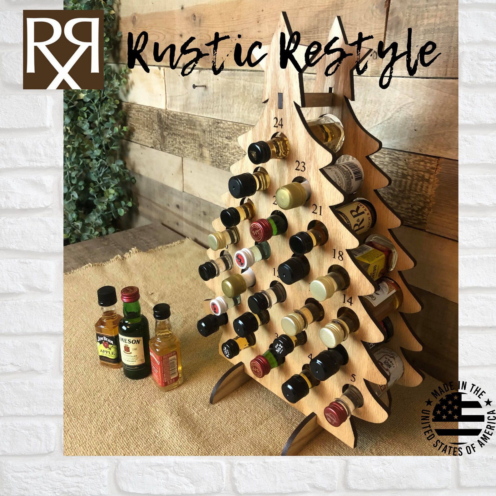Mini Liquor Bottle Christmas Tree Alcohol Advent Calendar Etsy