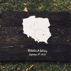 Letrero de madera recuperada para pared, de 24 x 36 pulgadas, con diseño de un solo estado o país, con motivos del amor