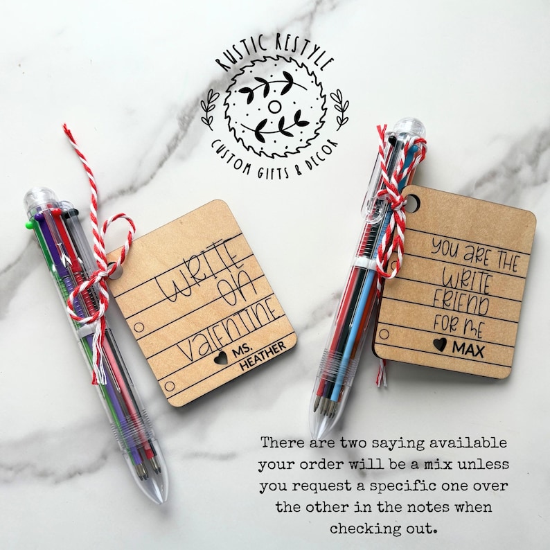 Classroom Multicolor Click Pen Valentines, Personalized Wooden ...