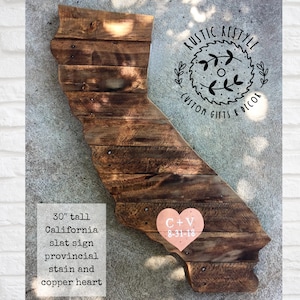 Mapa de California, arte de pared de California, corte de estado de palet, hogar, corazón Regalo para nuevo hogar, libro de invitados de boda, Eureka, Lake tahoe, hollywood