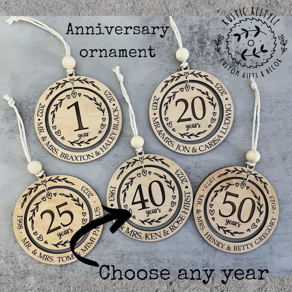 Wedding Anniversary Ornament Wood Christmas Ornament Gift 50th 40th 30th 20th 10th 5th Anniversary Etsy UK