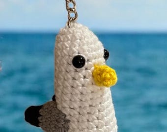 crochet seagull keychain, amigurumi seagull keychain, seagull keychain, seagull keyring, seagull, crochet, seagull keychain, small seagull