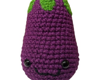 Crochet Eggplant, Crochet Stuffed Eggplant, Eggplant, Food Lover, Eggplant Lover, Vegetable Lover, Amigurumi Eggplant, play food, pretend