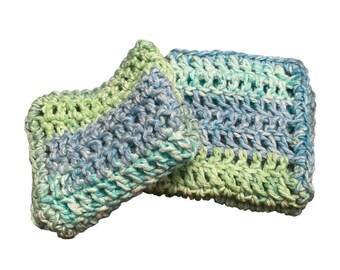 Washcloth, crochet washcloth, set of 2, 100% cotton, handmade, multicolor washcloth