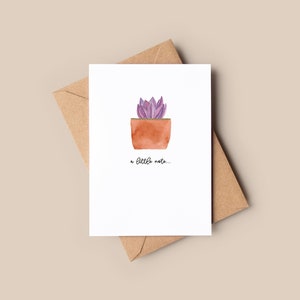 Tarjeta de planta de acuarela hecha a mano // Pintura de plantas, Ilustración de plantas, Tarjeta de notas, Notelet, Para ella, Para él