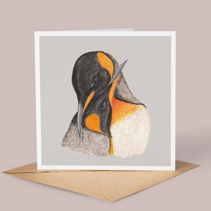 Handgemachte Pinguin Karte // Aquarell Pinguin, Jubiläumskarte, Beileidskarte, Pinguin Umarmung, Valentinstagskarte, Für Ihn, Für Sie.