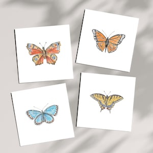 Schmetterling Illustration Karten 4er Set // Britische Schmetterlinge, Kartenspiel, Aquarell Kunst, Handgemalte Karte, Britische Natur