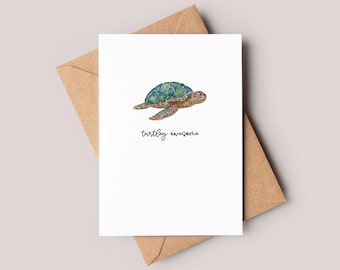 Handmade Watercolour Turtle Card, Illustrated Notelet